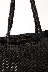 Bolsa Roberta Woven Leather Tote Bag | Black